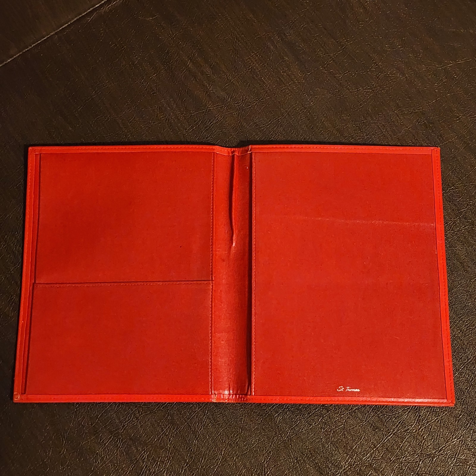 Vintage ST THOMAS Red Leather Notebook Journal Cover Planner Organizer Agenda