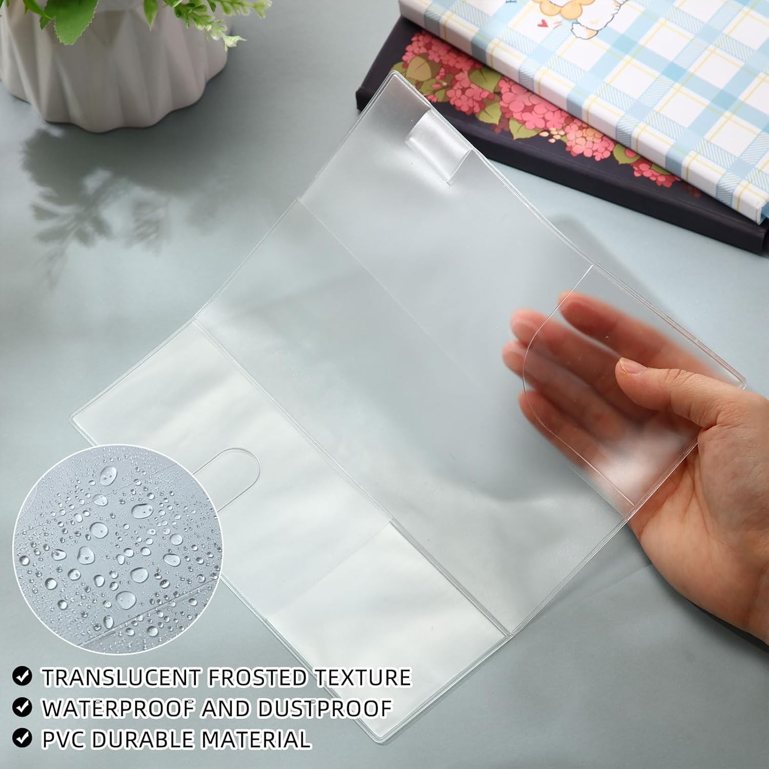 2 Pcs Clear Plastic Weeks Planner Cover Protector PVC Notebook Sleeves 8.03×7.78
