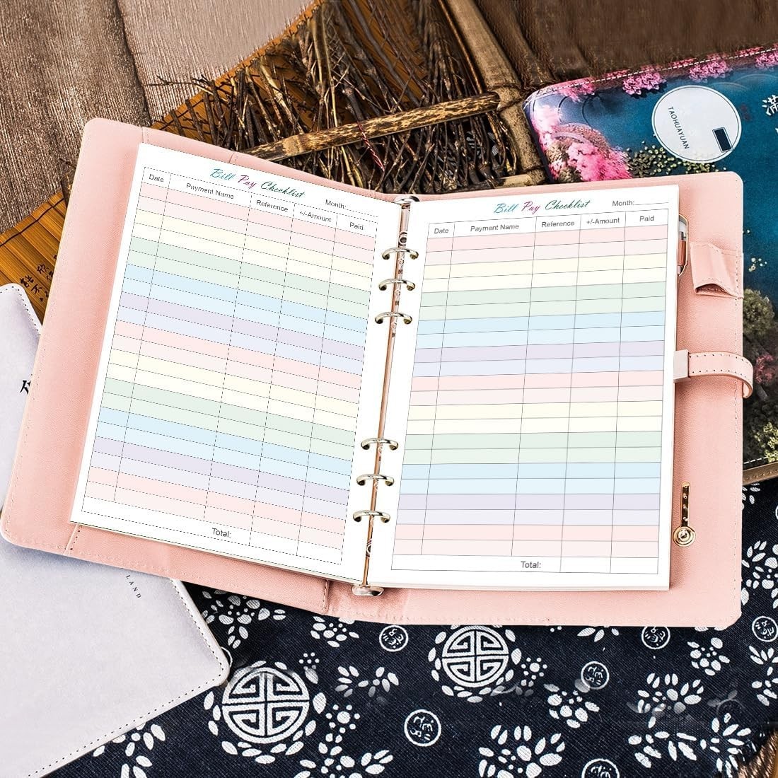 Payment Refills – 50 Sheets/100 Pages Colorful Monthly Budget Forms for A5 Bi…