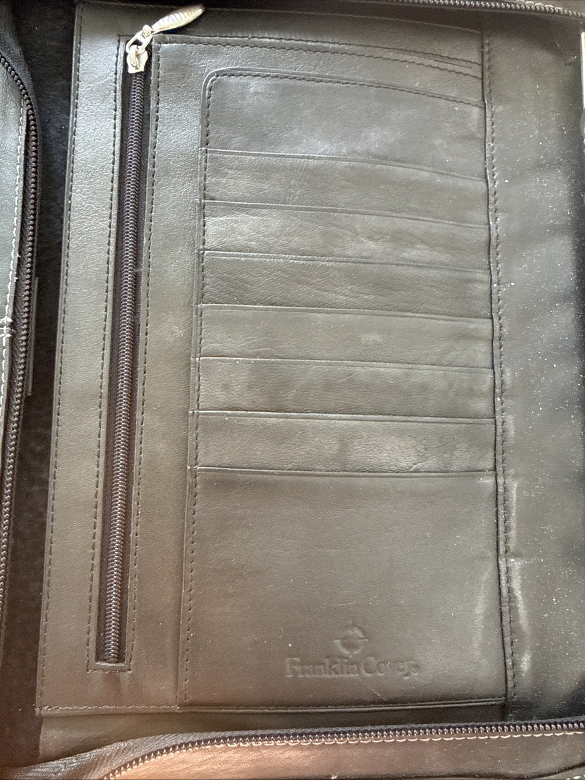 FRANKLIN COVEY Classic 7-Ring Planner Binder, Black Leather 11 X 8 Zip Around