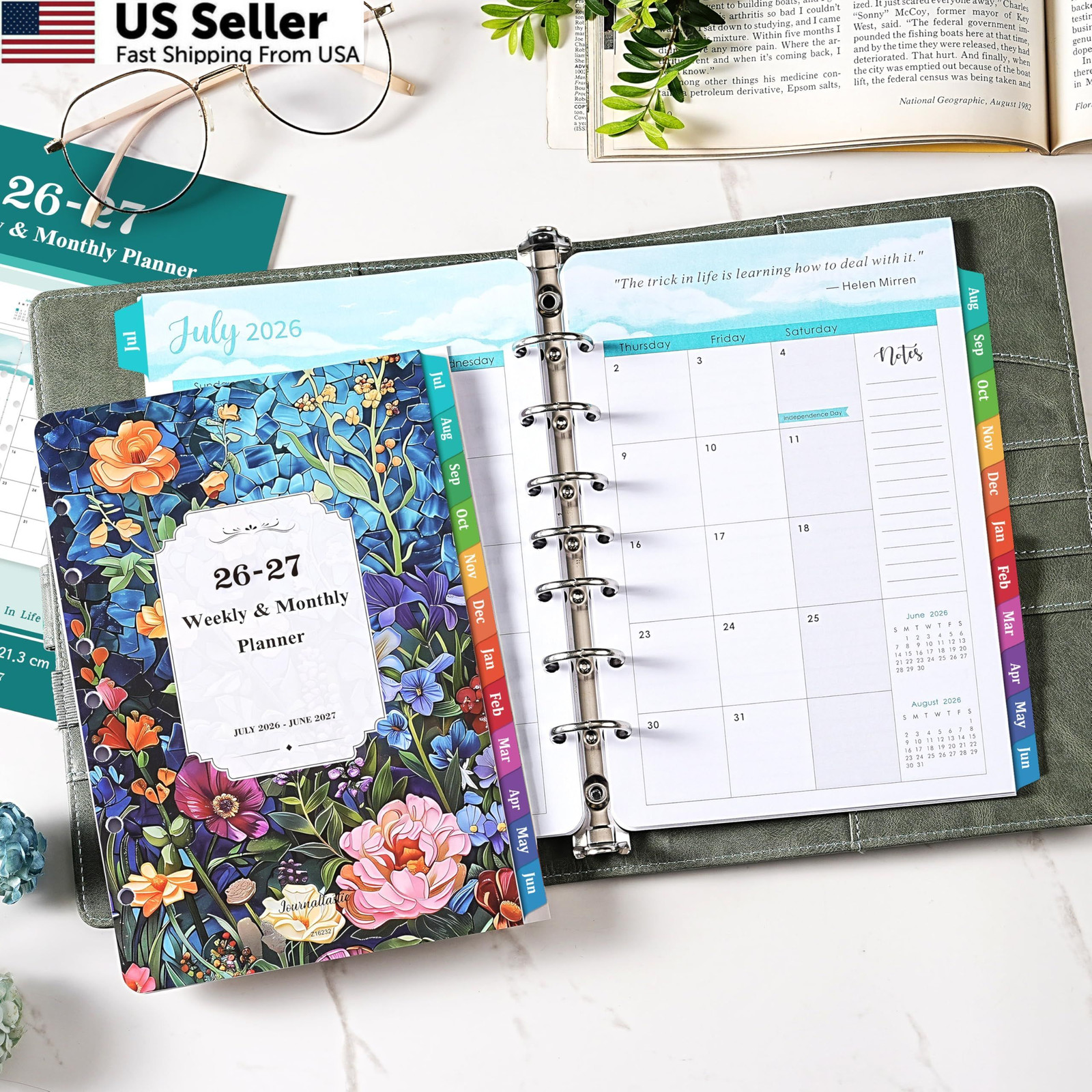 2026-2027 Planner Refills – 7-Hole Punched 5.5″ x 8.5″, Dopamine Color