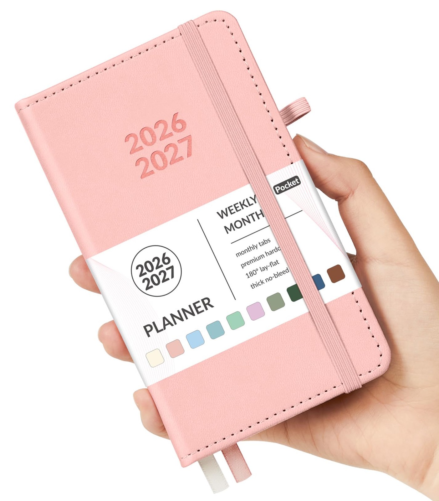 Forvencer Pocket Planner 2026-2027, Weekly Monthly Planners 3.5″ x 6″, Pink