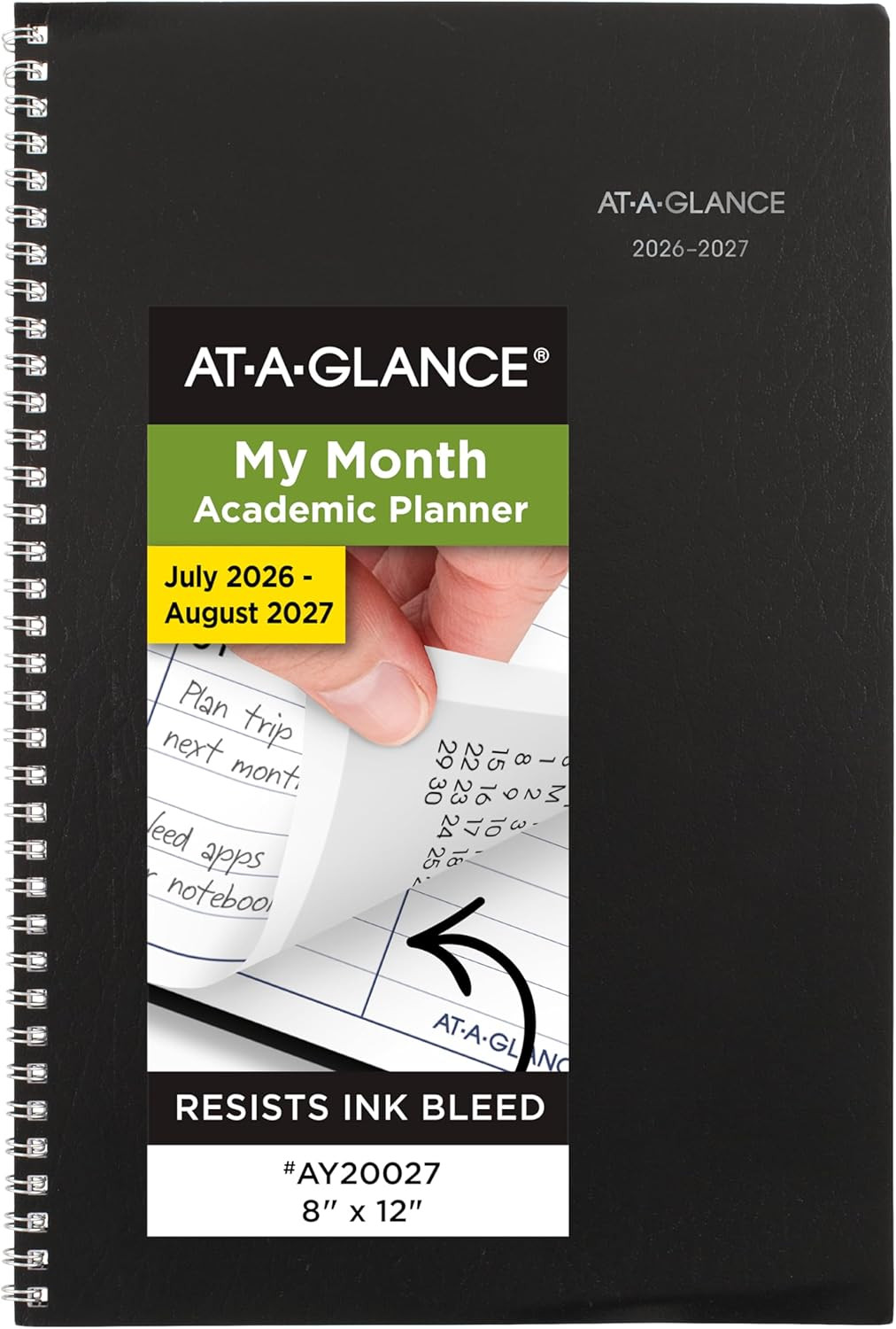 2026-2027 Academic Planner, Monthly, 8″ x 12″, 14-Month, Black