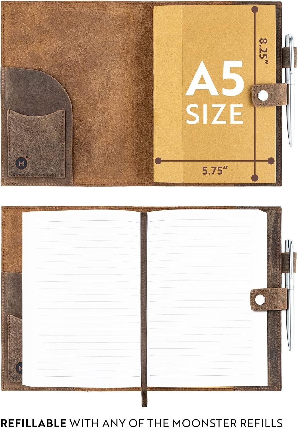 Smooth Writing A5 Refill Paper Inserts – 320 Lined Pages with Durable Bookmark