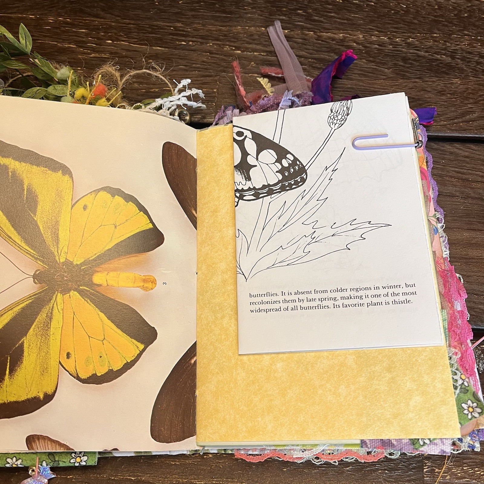 Butterfly Junk Journal Faith Floral Nature Flowers Softcover Decorated 3 Sig