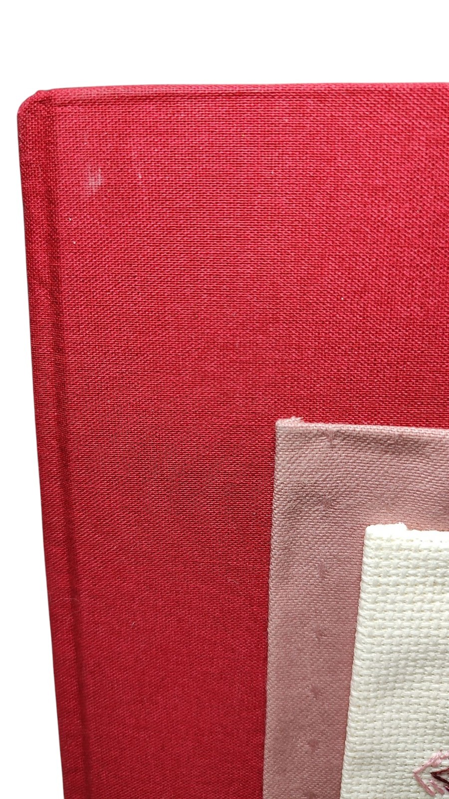 Hardcover Journal Red With Completed Textured Counted Cross Stitch Cover SEE