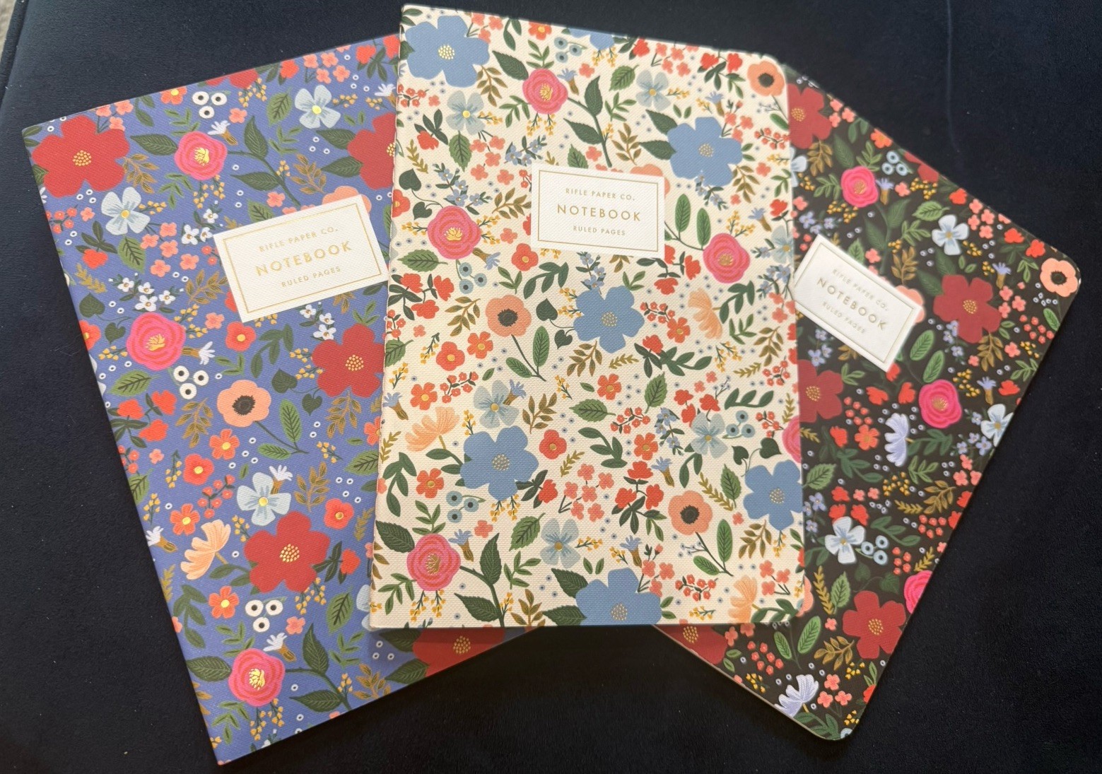 Rifle Paper Co Wild Rose Set of 3 Ruled Notebooks 64 Pg ea 6X8.5 FREE SHIPPING