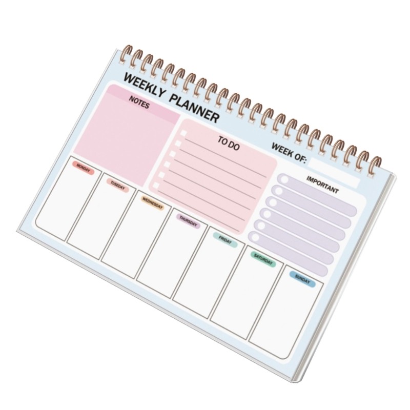 Weekly Planners Notepads With Coil Binding And Waterproof PP Cover For Daily