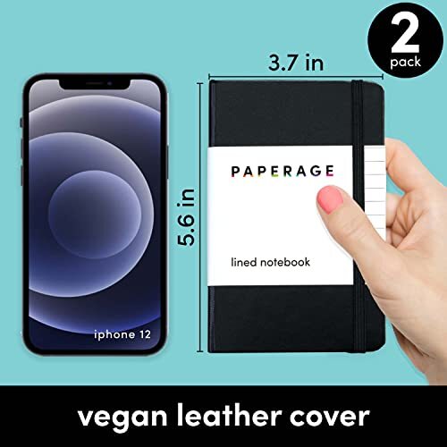 Lined Pocket Journal Notebook, 2 Pack, (), 160 Pages, Small, Pack of 2 Black