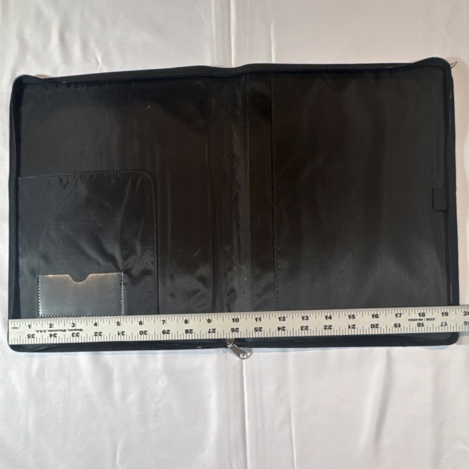 Day-Timer Black Leather Large Organizer Zippered Folio Notepad Pencil Holder