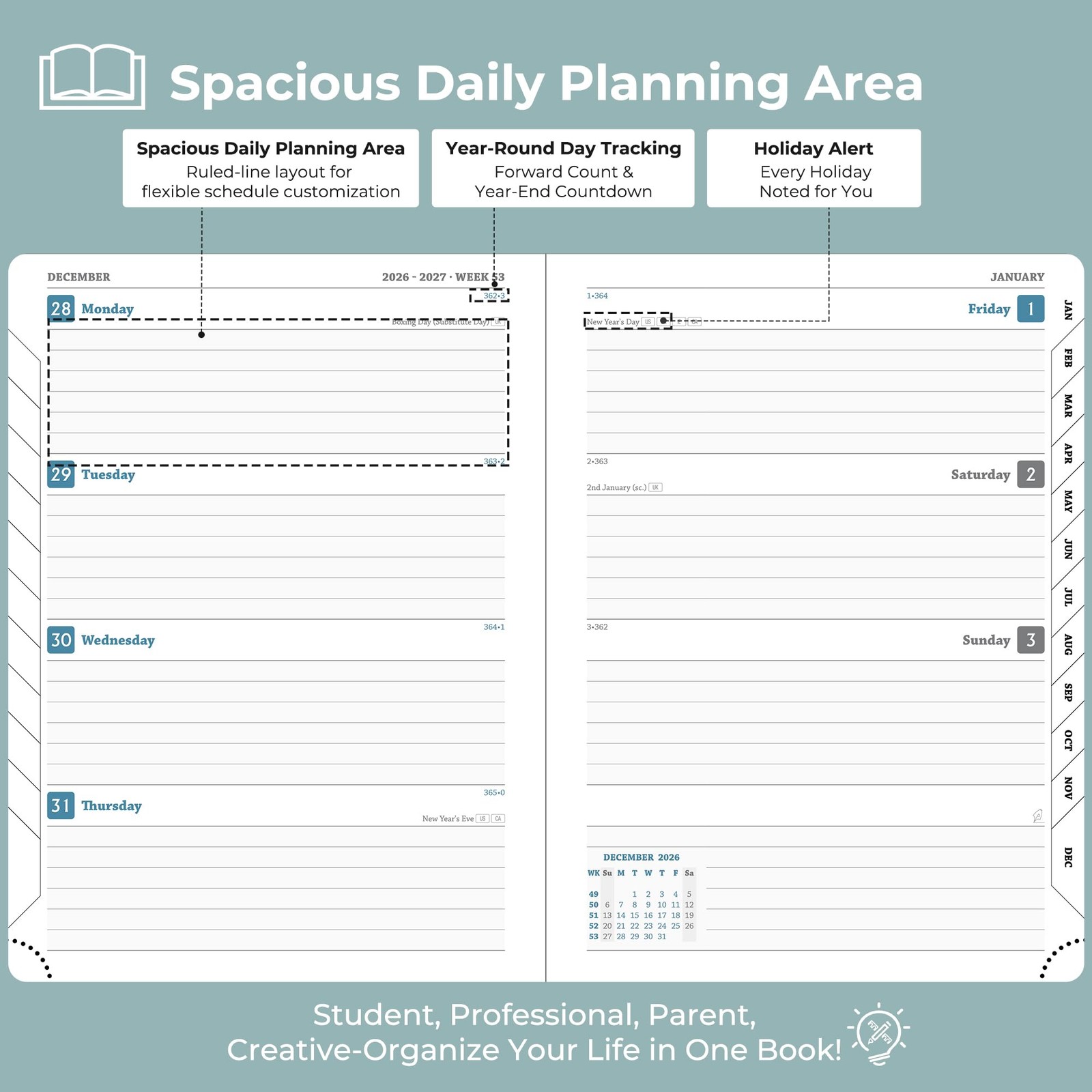 Weekly Monthly 2026-2027 Planner (July 26-Dec 27),8.5″x6.5″,18 Months Agenda …
