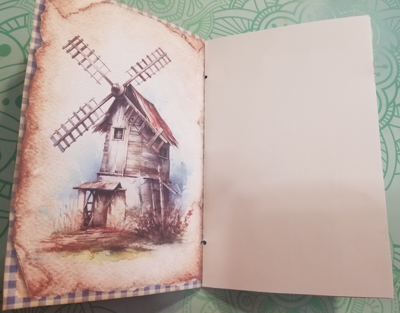 Junk Journal Blank Booklet “COUNTRY FARMHOUSE” HANDMADE LG 8.5″x5.5″ 40pgs