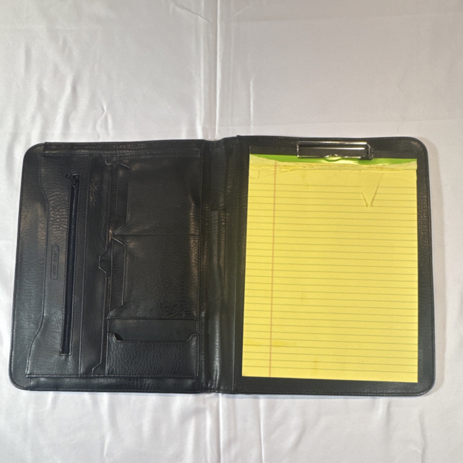 Day-Timer Black Leather Large Organizer Zippered Folio Notepad Pencil Holder