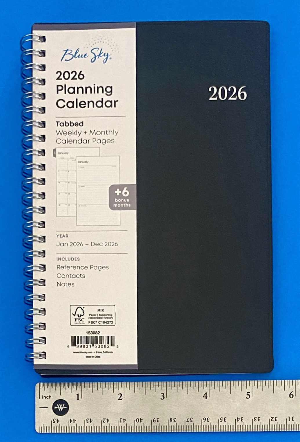 Blue Sky 2026 Weekly and Monthly Black Spiral Planner Calendar Jan-Dec 5″x 8″