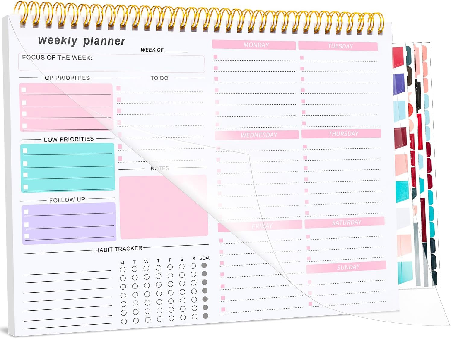 Weekly to Do List Notepad, 8.5”X11” Weekly Desk Planners with 52 Tear off Shee