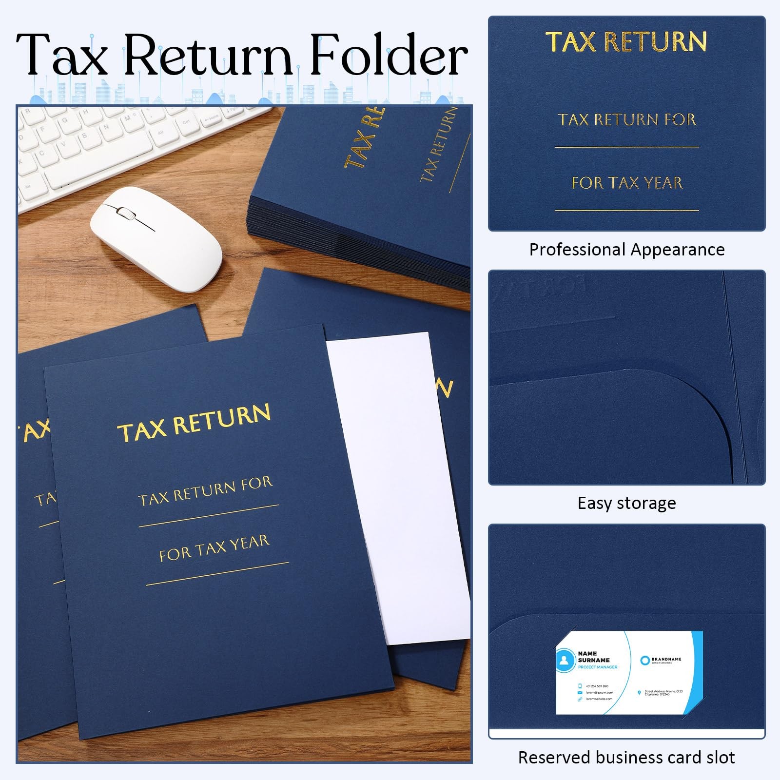 Tax Return Envelopes Folders Set 9×12 Inch White Open End 2 Pocket 50 PCS