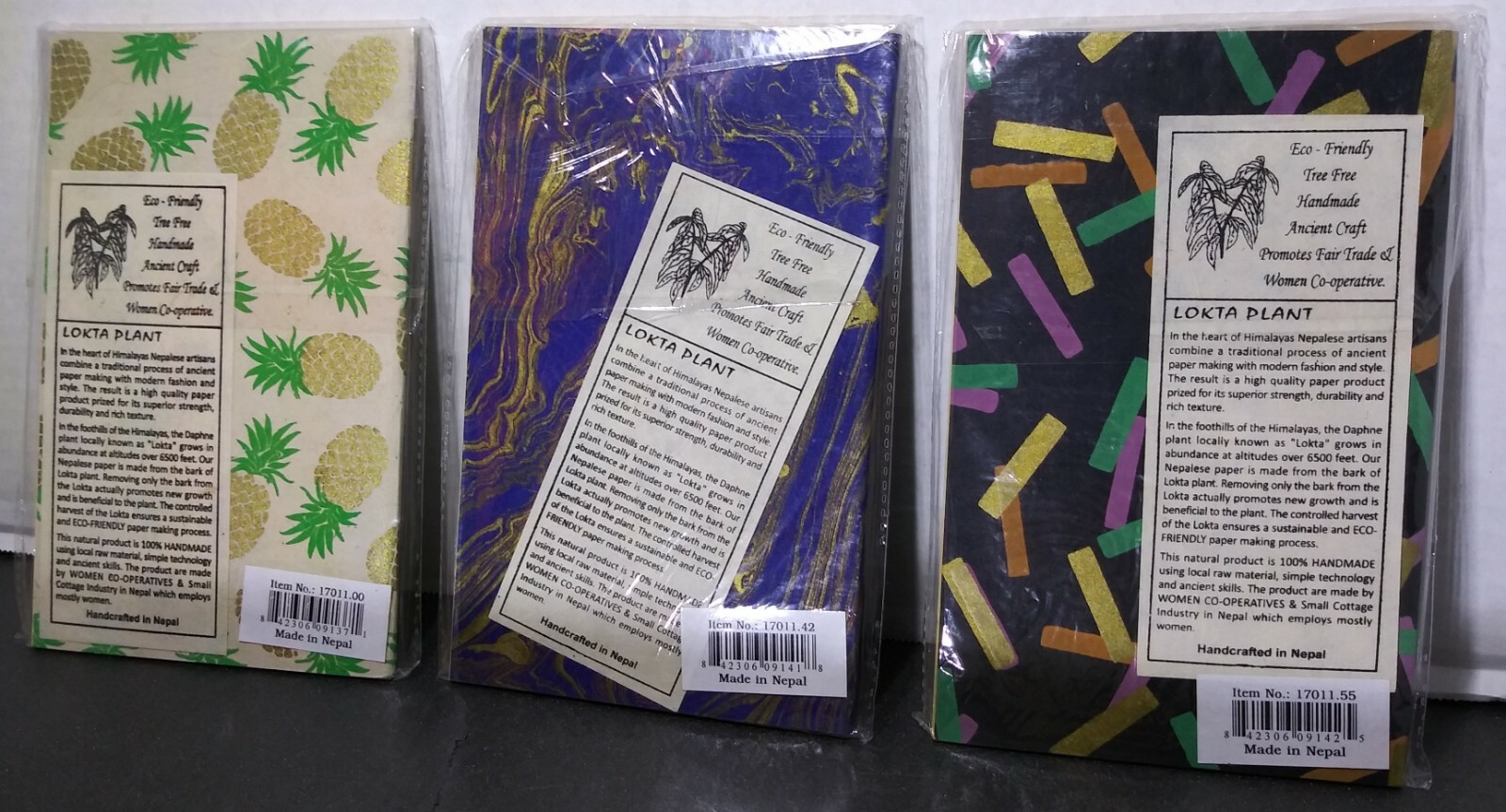 Lot of Three Small Notebooks Handcrafted in Nepal Lokta Paper Women Co-operative