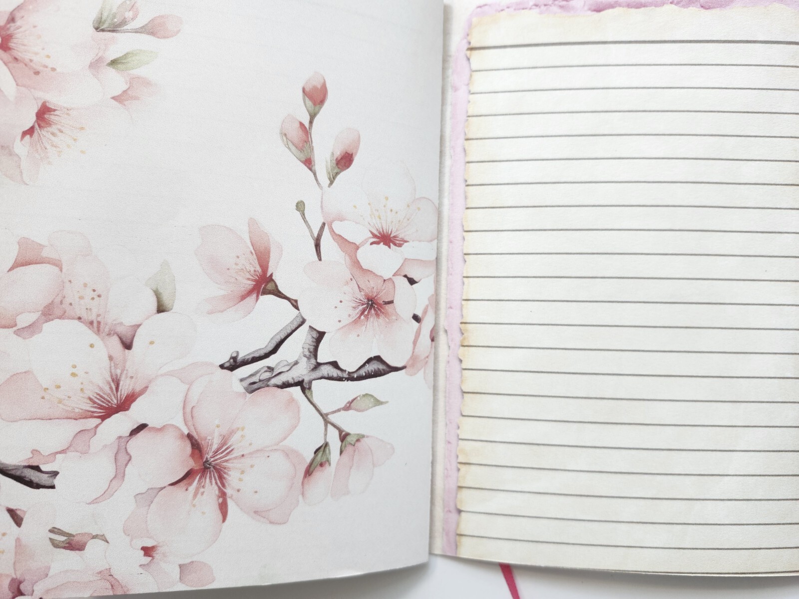 Junk Journal Blank Booklet “JAPANESE CHERRY BLOSSOMS” Handmade LG 8.5″x5.5″ 40pg