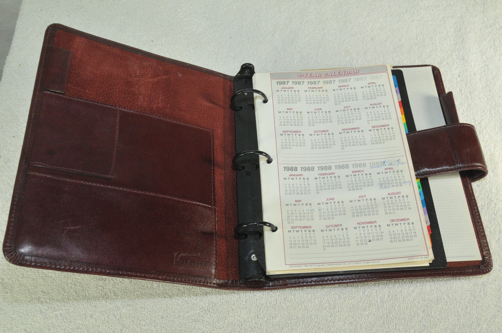 Harper House Genuine Leather 3-Ring Planner Binder Burgundy