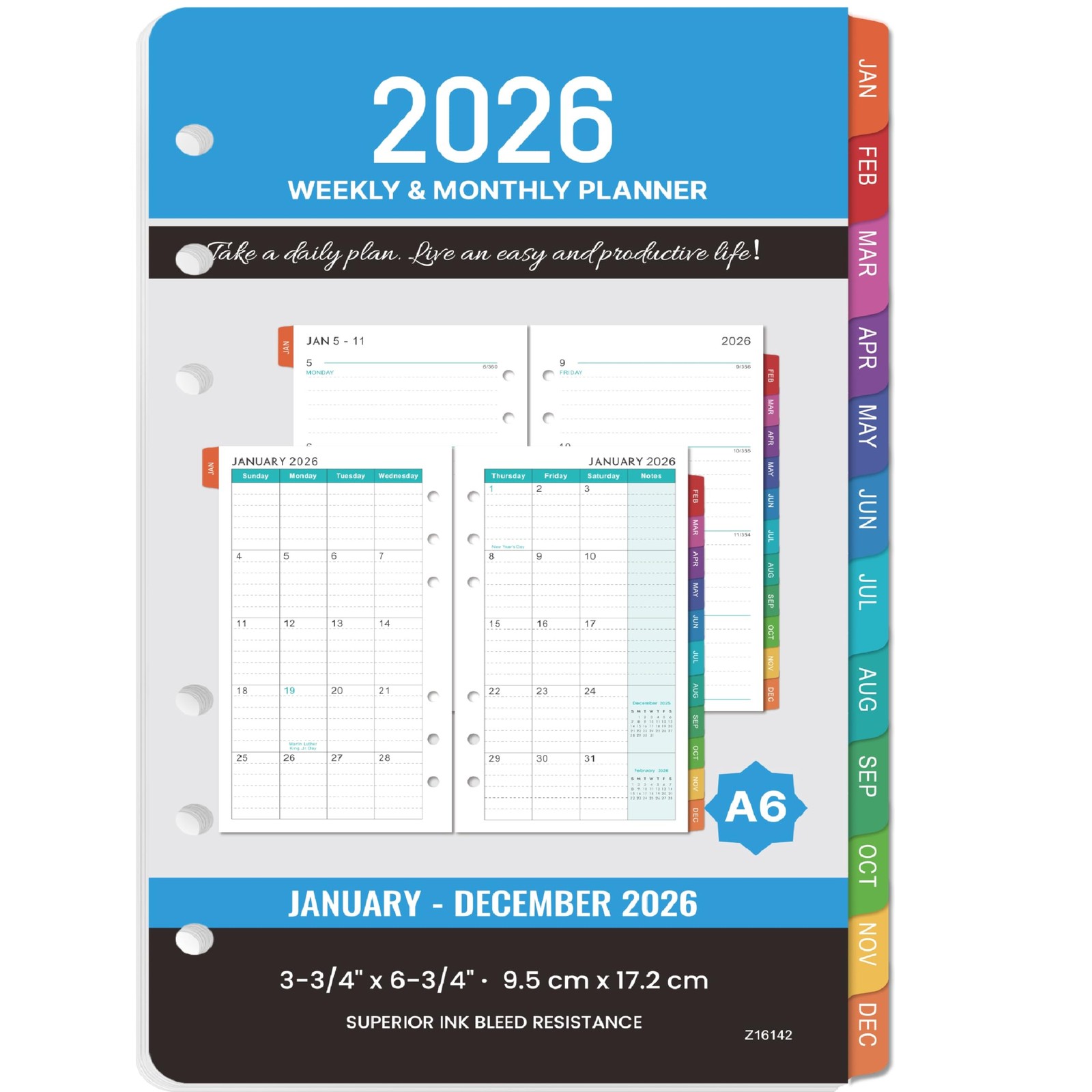 2026 Planner Refills – A6 Weekly and Monthly Planner Inserts, 4″ x 6.73″, Jan…