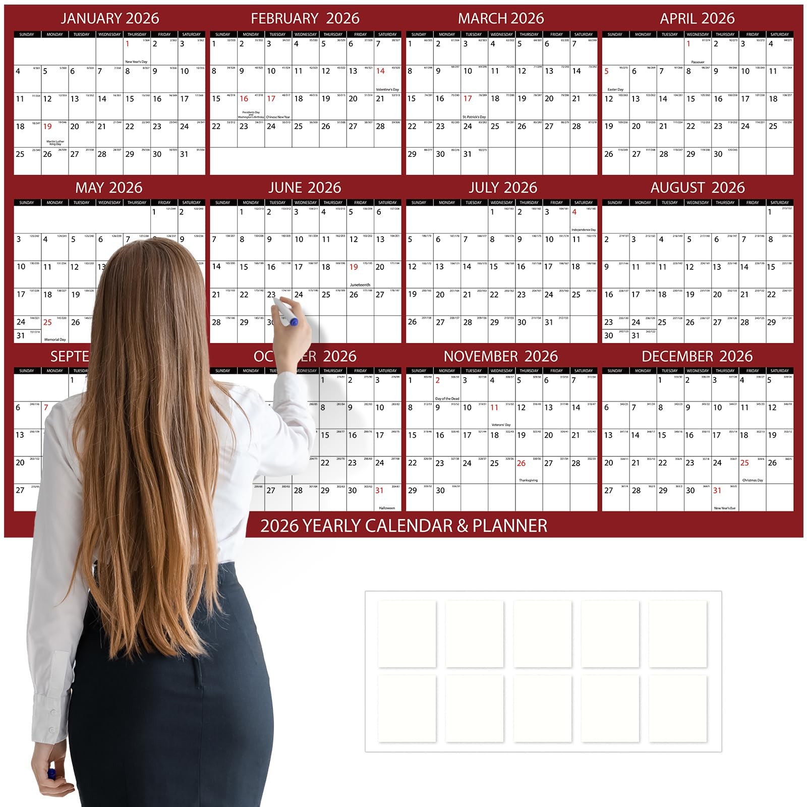 gisgfim 55 x 37in Big Assed Calendar 2026 Wall Ass Large Size Red