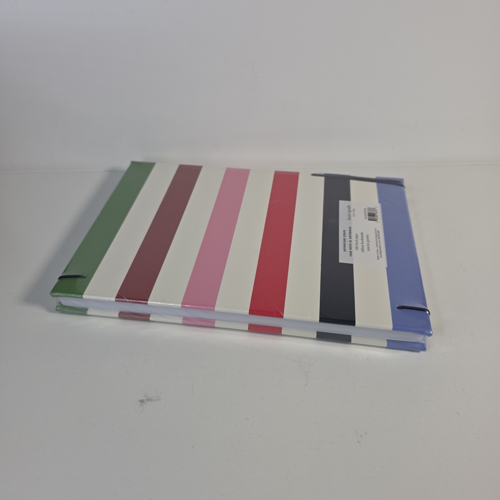 Kate Spade Adventure Stripe Take Note XL Notebook 168 Lined Pages Ribbon Pocket