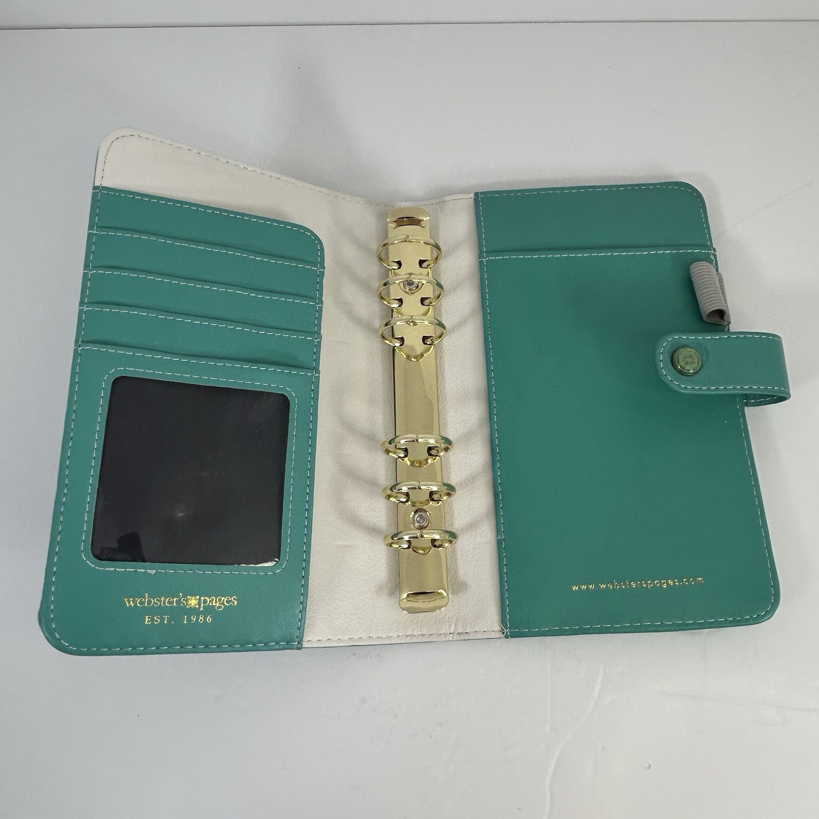 Websters Pages Personal Size Planner in Jade White Interior Gold Ring Cover Only