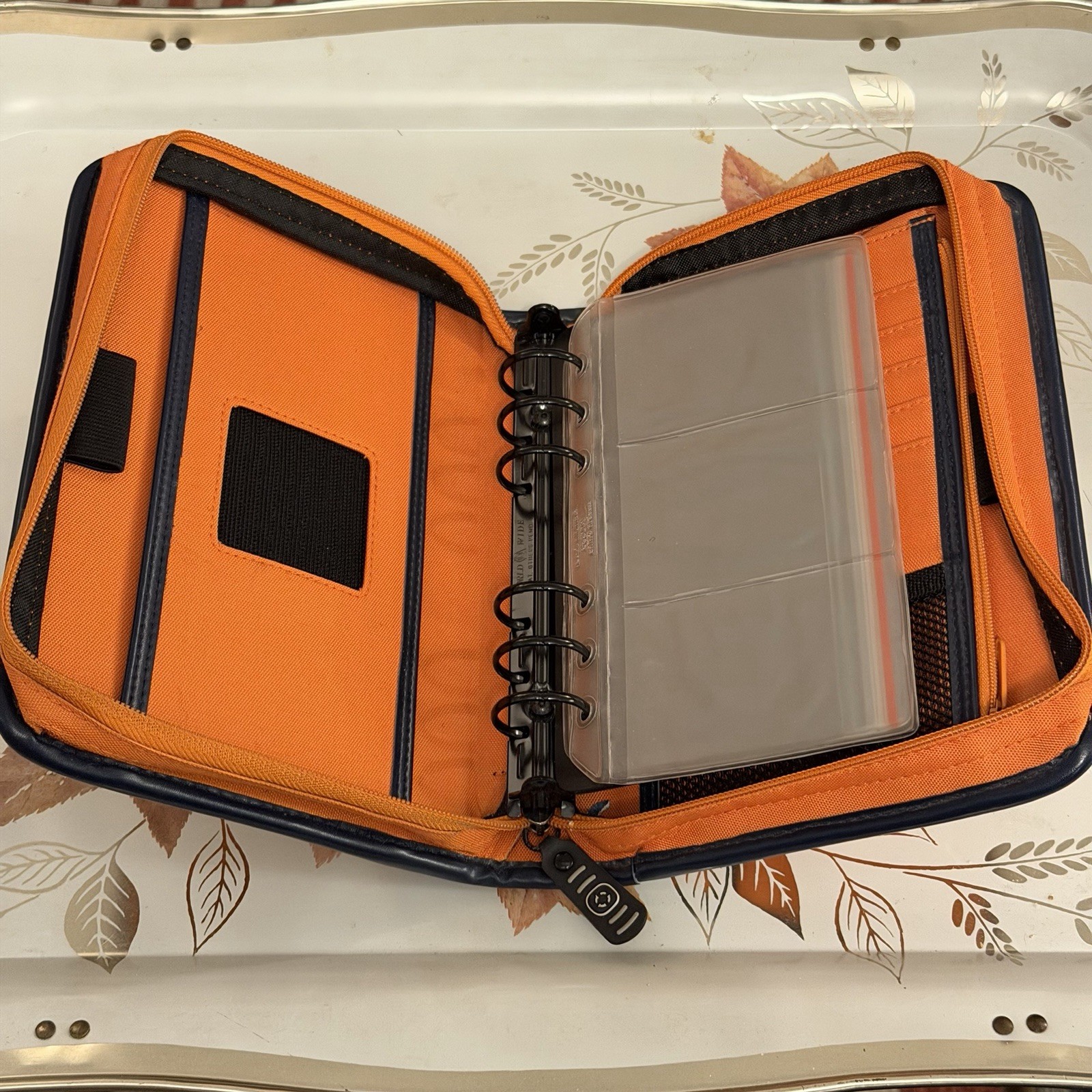 Franklin Covey Orange Sport Nylon Binder Compact 6-Ring Holds Pages 8.5” x 6.5”