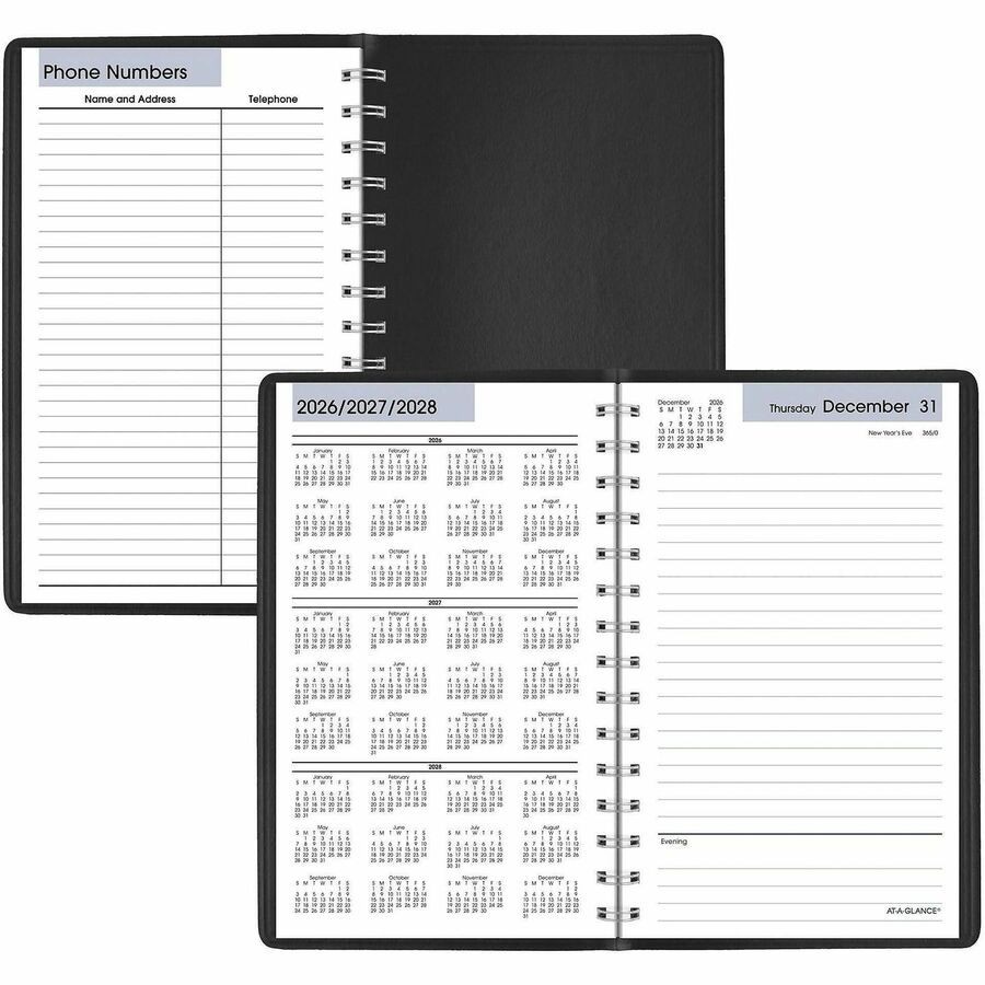 ACCO Brands Corporation DayMinder Basic Daily Planner, Black, Small, 5″ x 8″ Ite