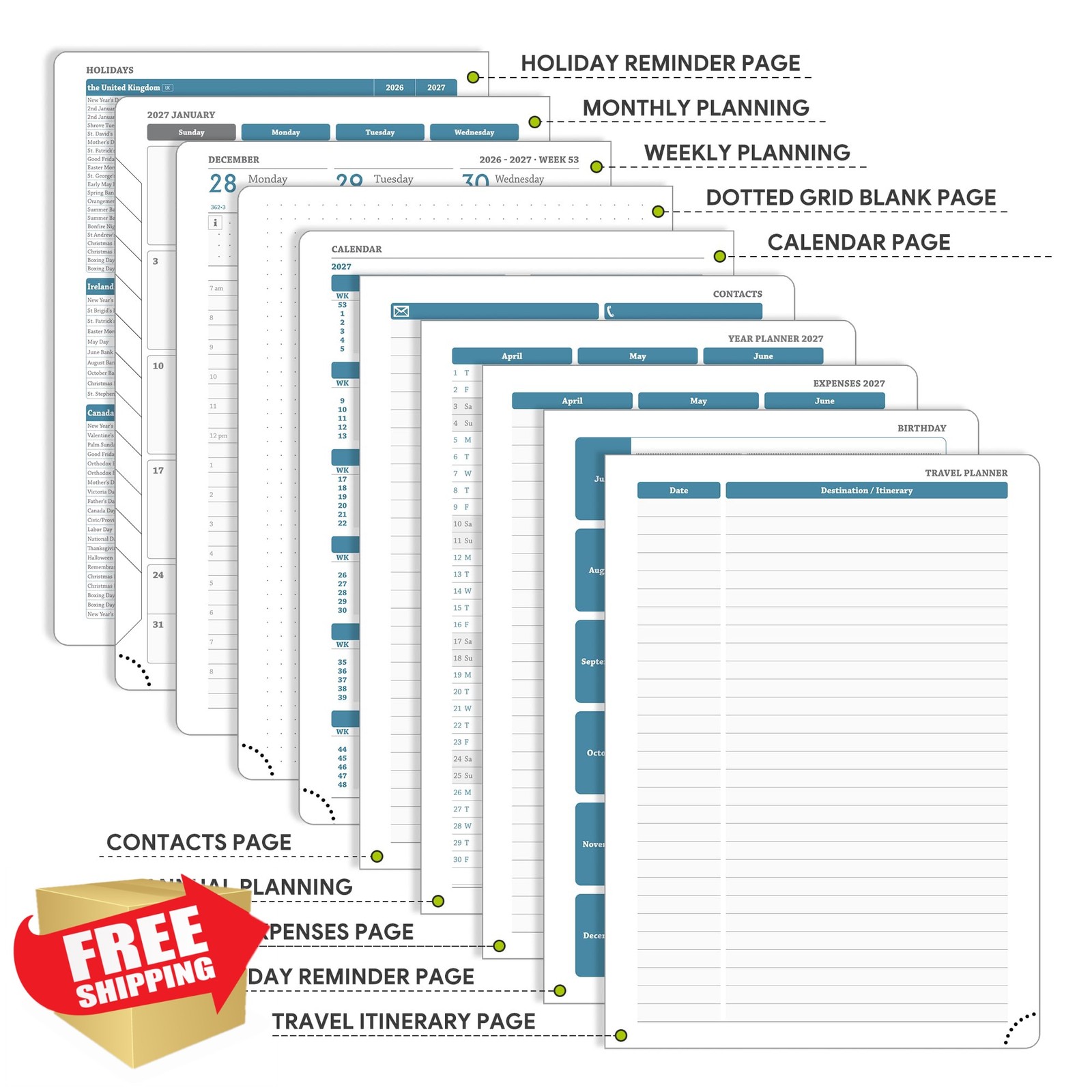 IN-LUXPRO Beige 2026-2027 Planner 6.5″x8.5″