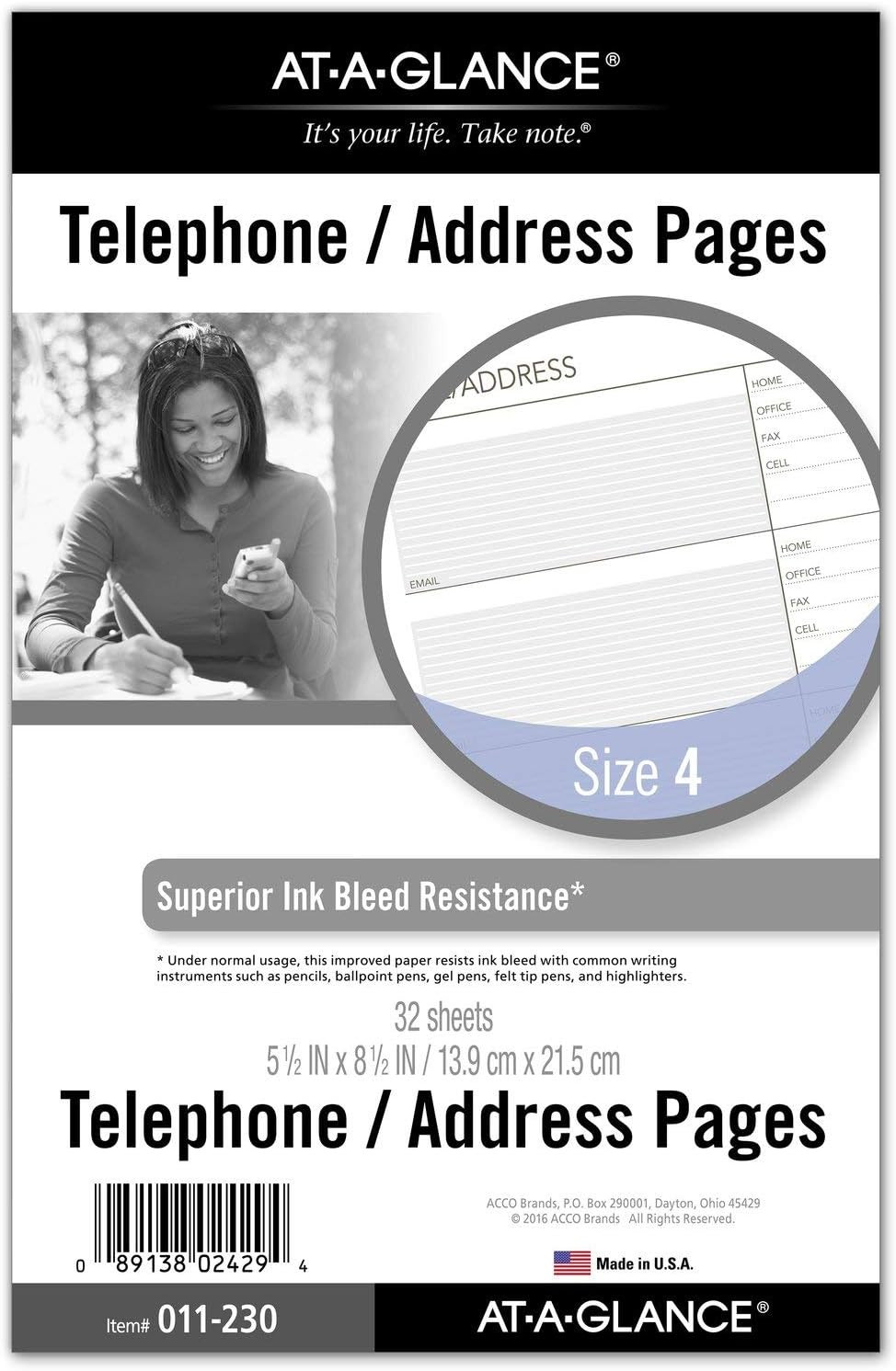 Day Runner Telephone and Address Pages, Refill, Loose-Leaf, Undated, for Planner