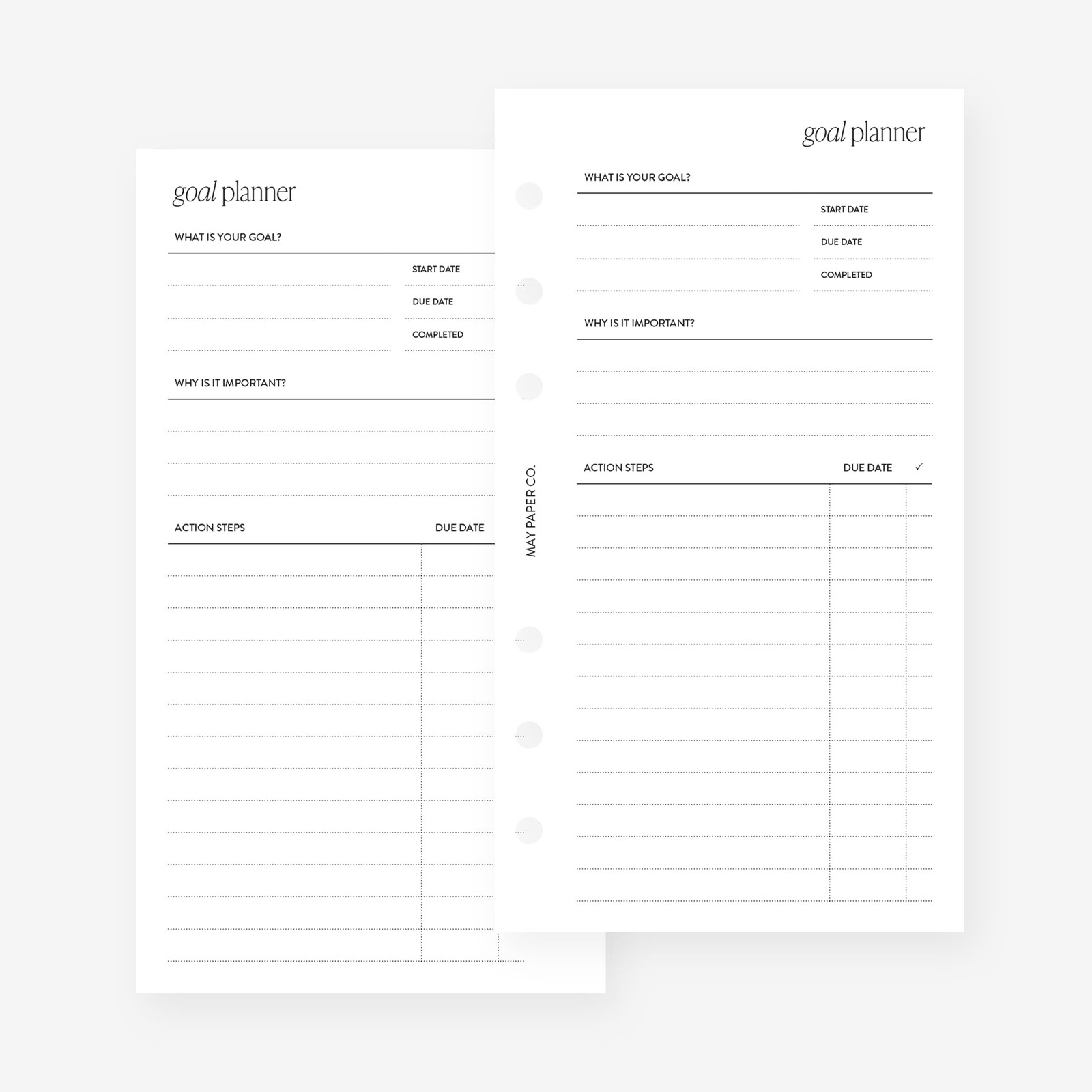 Personal Goal Planner Insert Agenda Refill for 3.75 X 6.75 inches, White