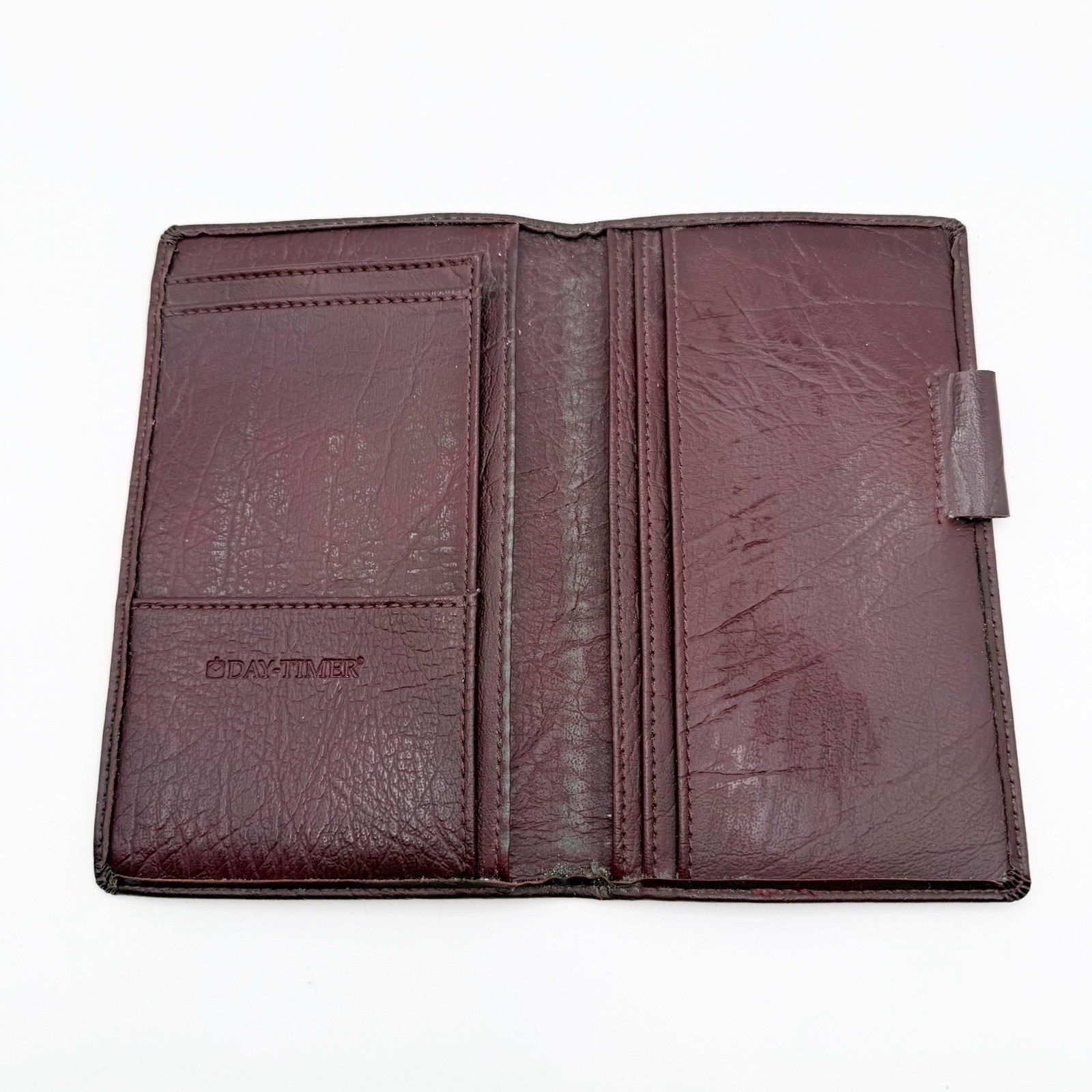 Vintage Day-Timer Senior Size Wallet Organizer Dark Brown Leather