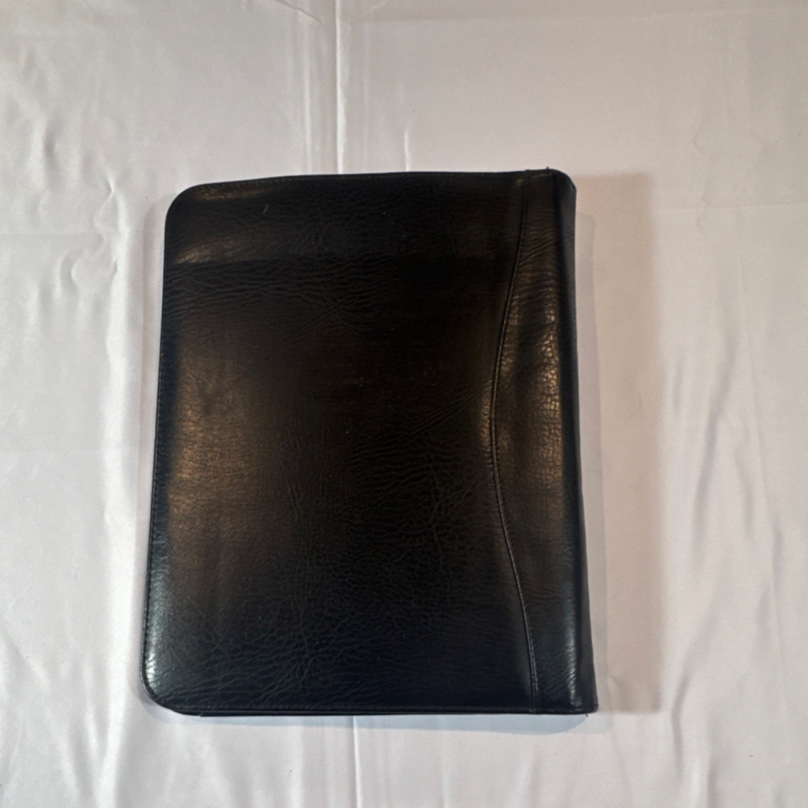 Day-Timer Black Leather Large Organizer Zippered Folio Notepad Pencil Holder
