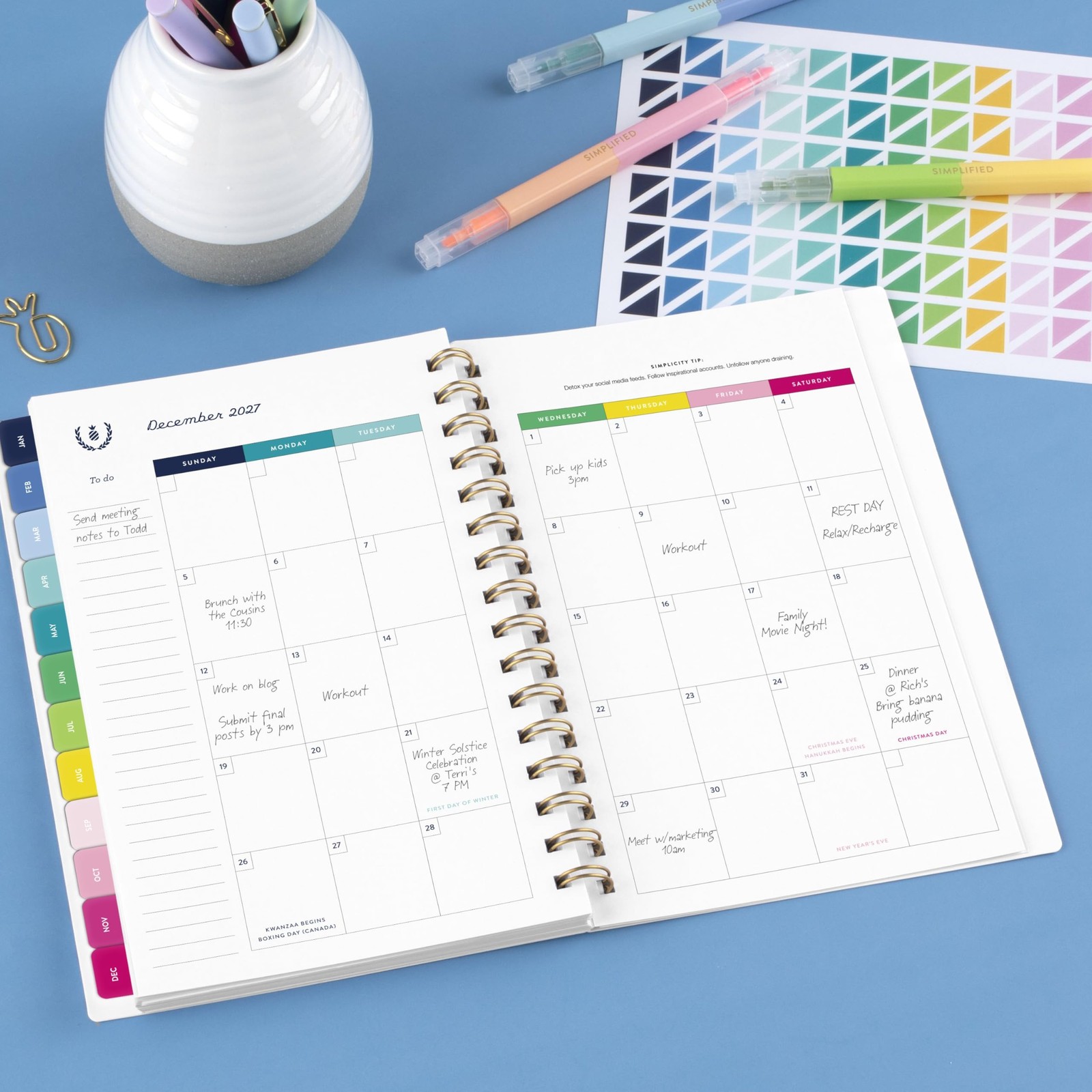 AT-A-GLANCE 2027 Planner, Simplified by Emily Ley, 5.5″ x 8.5″, Happy Stripe