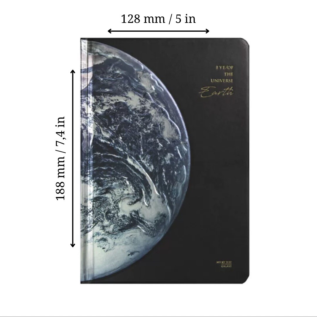 Notebook with AR, 5×7,4 in. Eye of the Universe, Earth, Planet, Hard Cover 112p