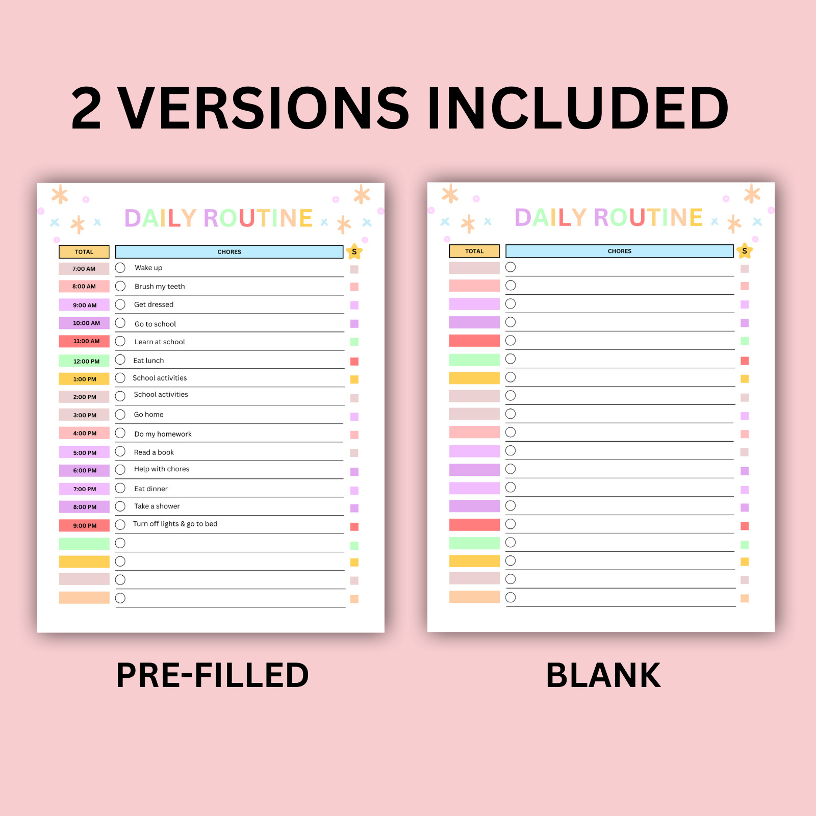 Digital | Daily Checklist, Daily Routine Editable Kids Chart Bundle PDF