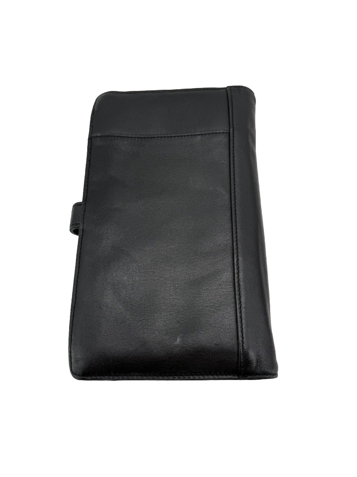 Tumi Folio Vertical Card Organizer Black Leather Pen Holder Zip Pocket 8.5”
