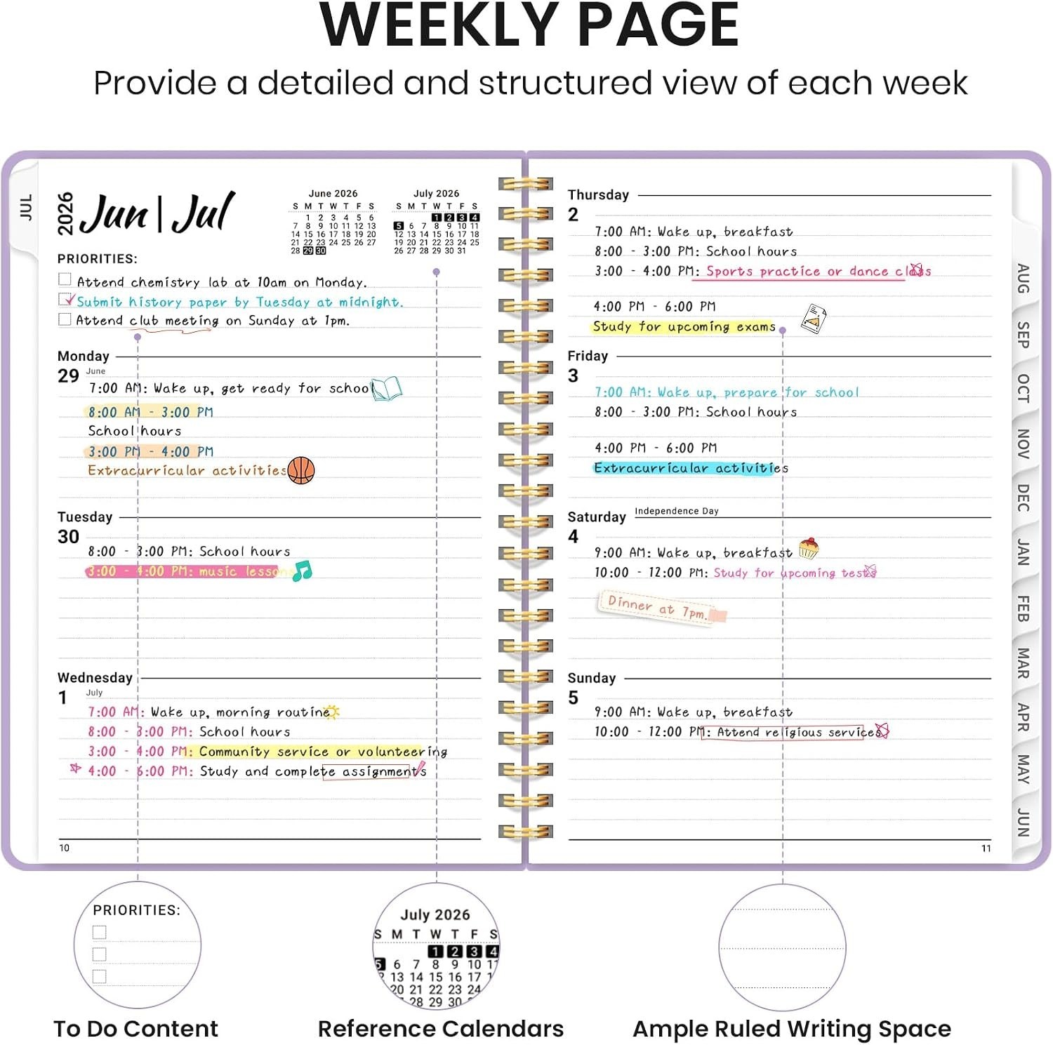 A5 2026-2027 Academic Planner with Monthly Tabs: Perfect for Students & Teachers
