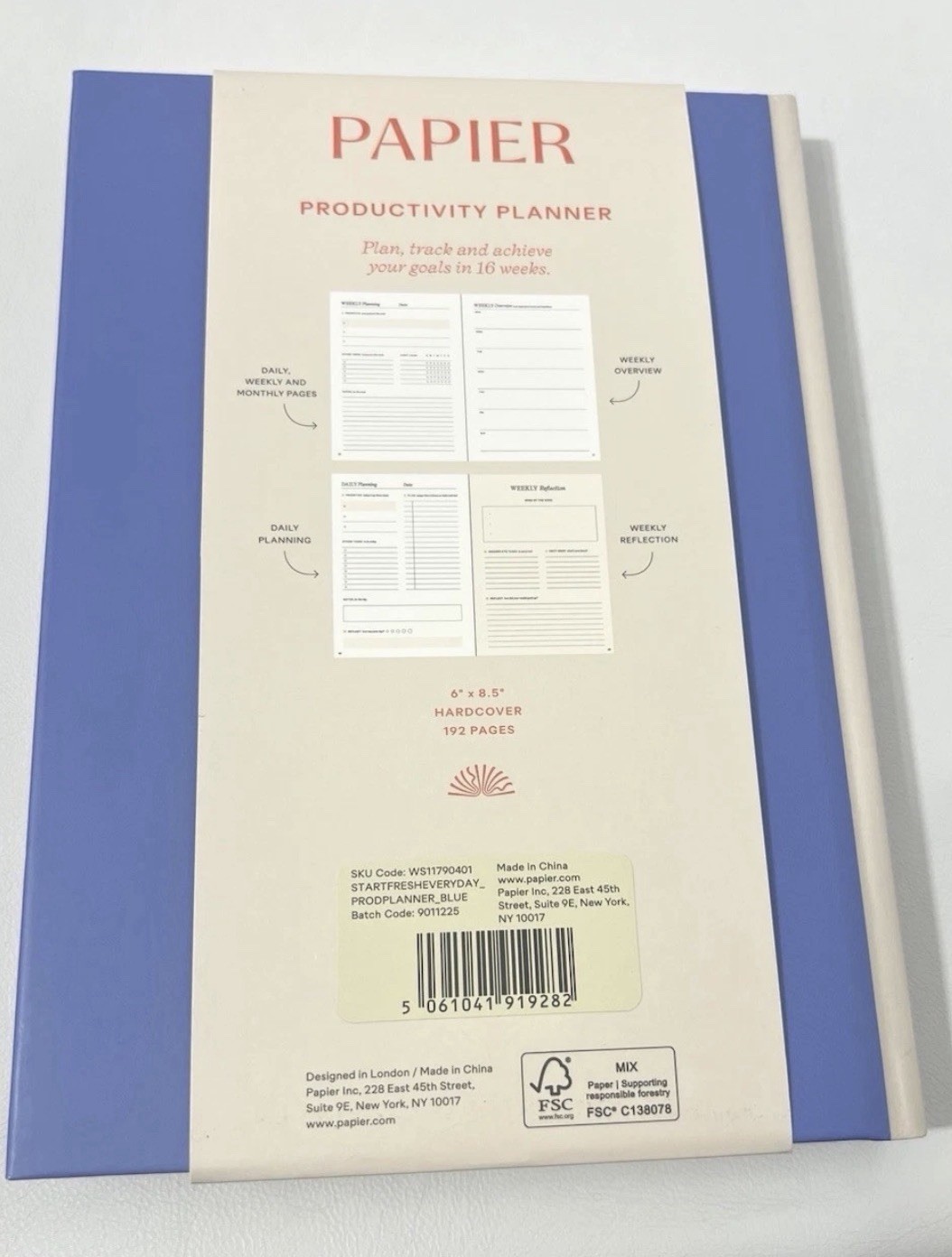 Papier Start Fresh Every Day Productivity Planner Hardcover 192 Pages Organizer￼