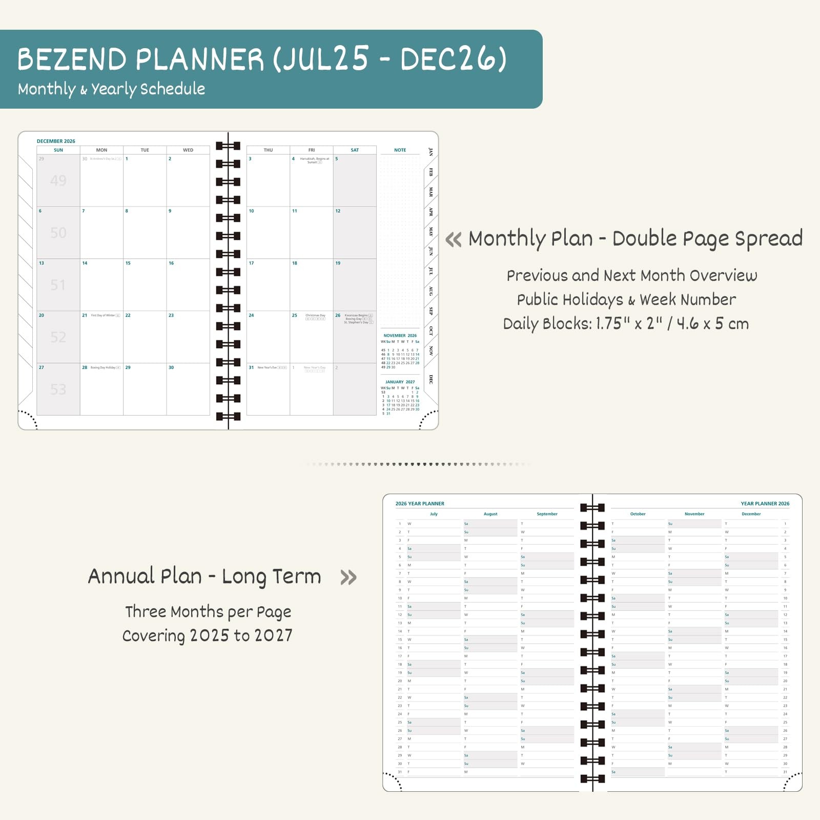 BEZEND 2026 Weekly Monthly Planner 8.5×11 Lavender PU Leather Softcover
