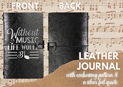 Music Lovers gifts Embossed Leather Journal Notebook, for Music Lovers,