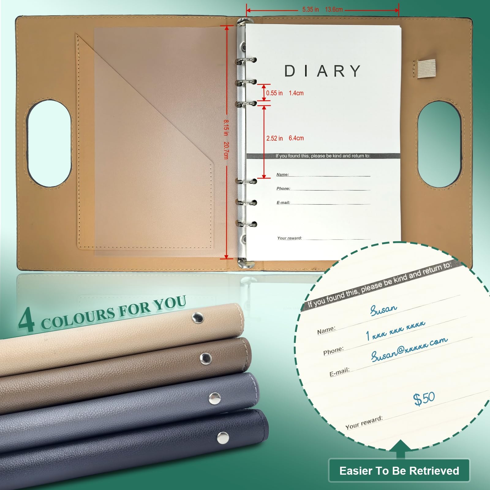 Dotted A5 Binder Portable Refillable Notebook – 5.8″ x 8.3″, 160 A5, Gray