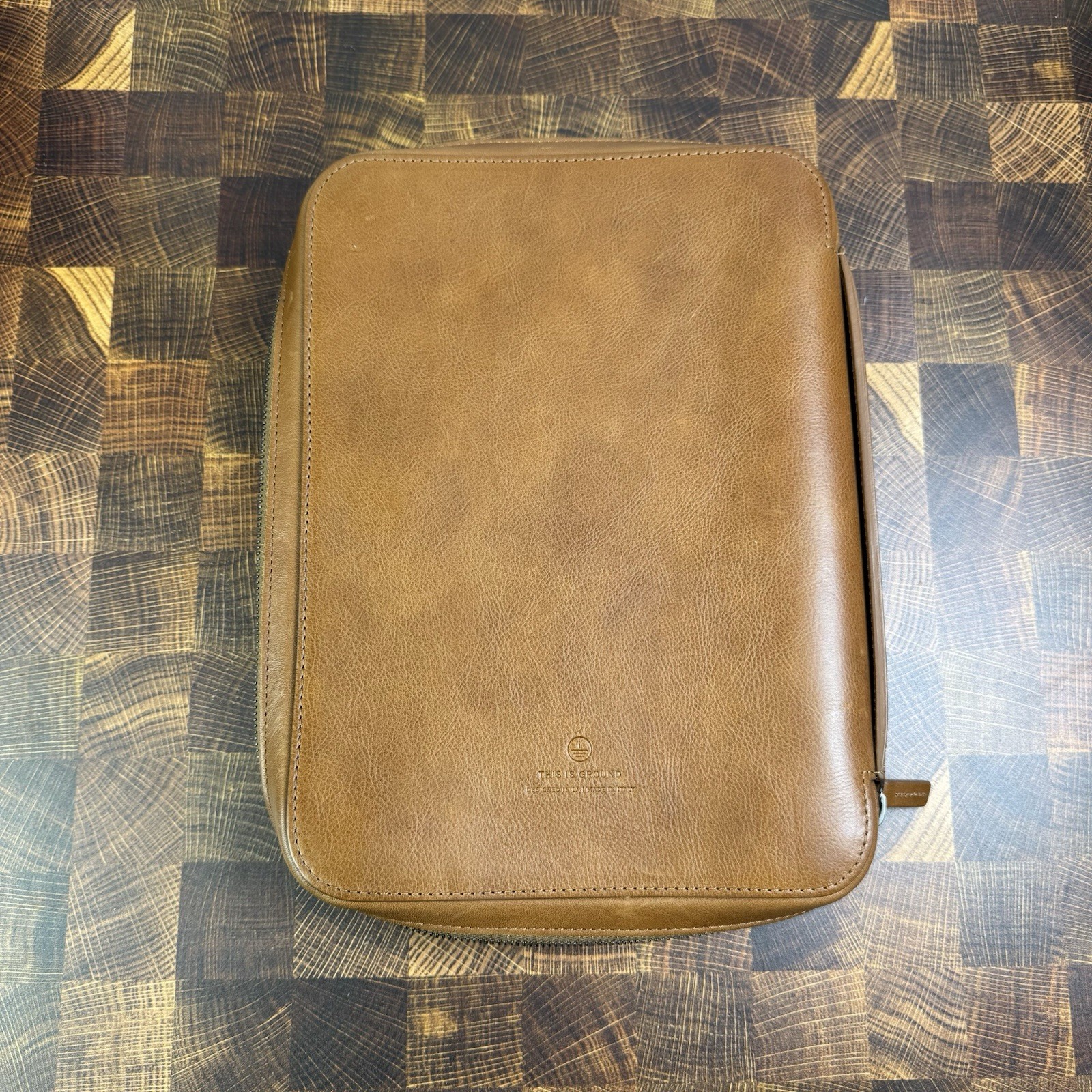 This Is Ground Mod Tablet 2 Leather Organizer Case Toffee Brown IPad Holder Vtg