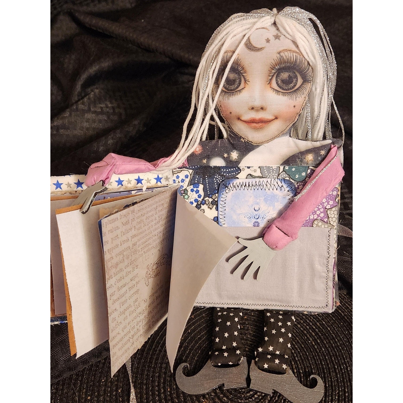 Moon Doll Junk Journal Handmade Mixed Media Naked Refillable Pages Lunar Journal