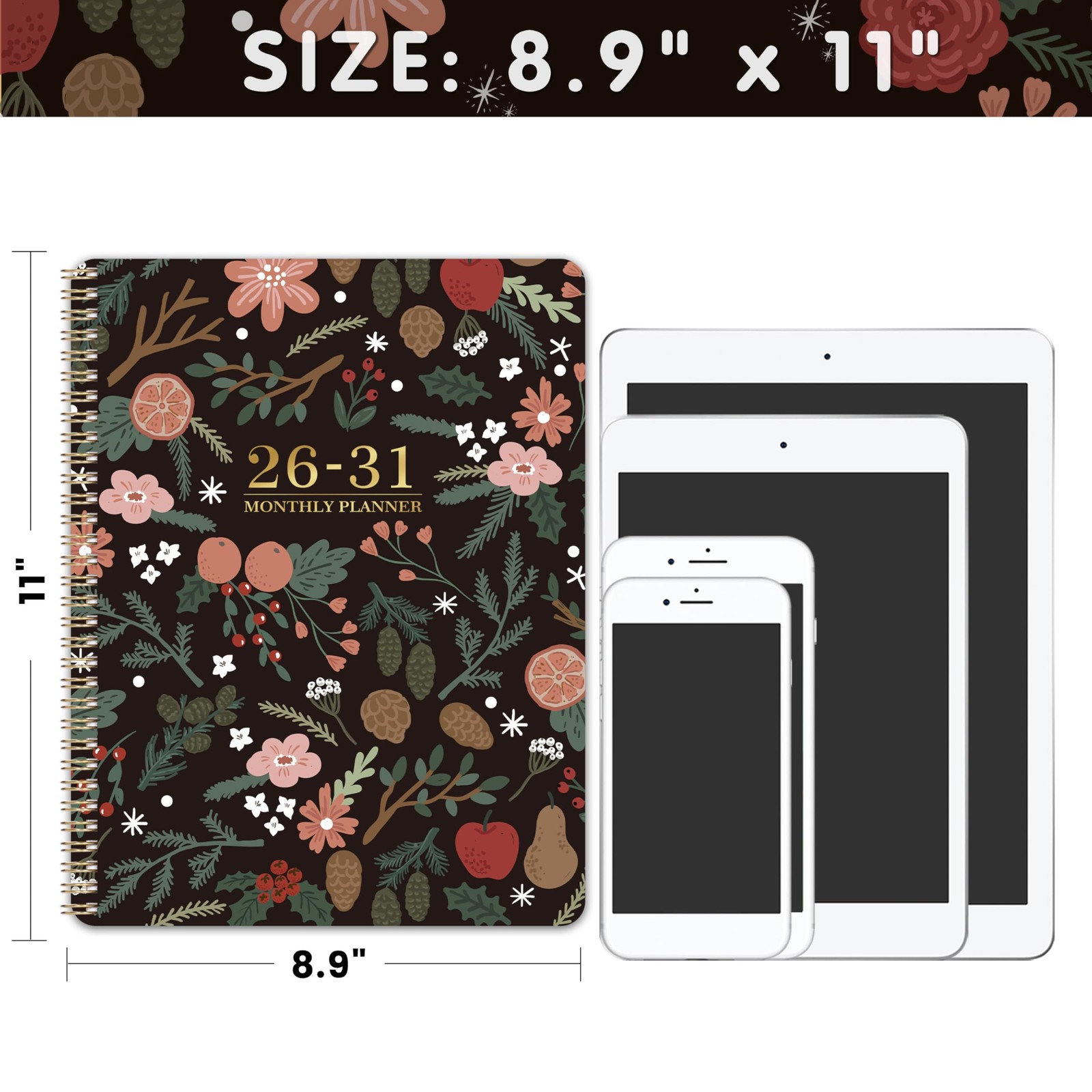 2026-2031 Monthly Planner – 5 Year Planner/Calendar, 5 9″ x 11″, Pinecone