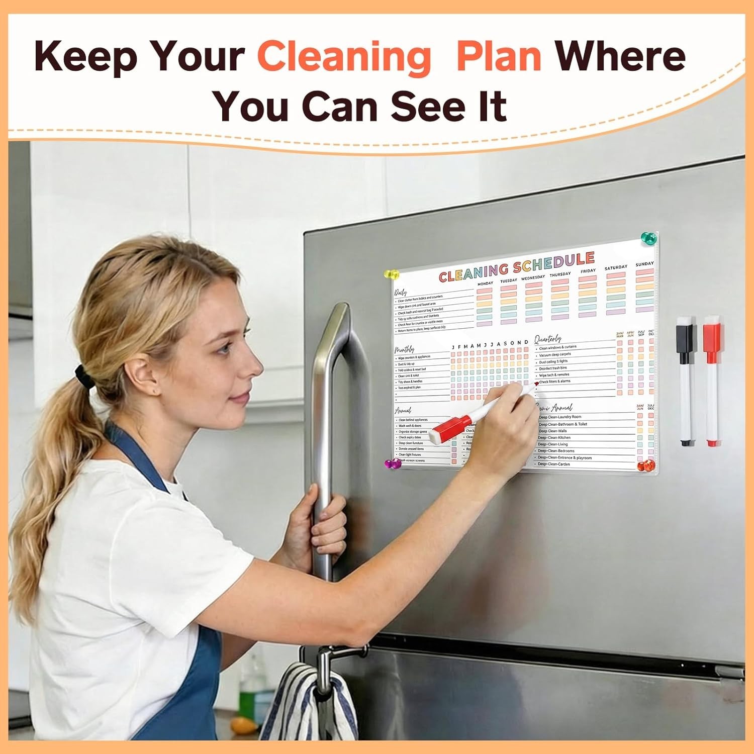 ADHD Cleaning Planner Daily Weekly Monthly Checklist Dry Erase Binder