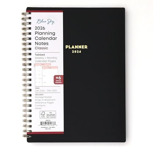 2026 Weekly & Monthly Planner Calendar – Flexible Cover, Storage Pocket, Ruler,