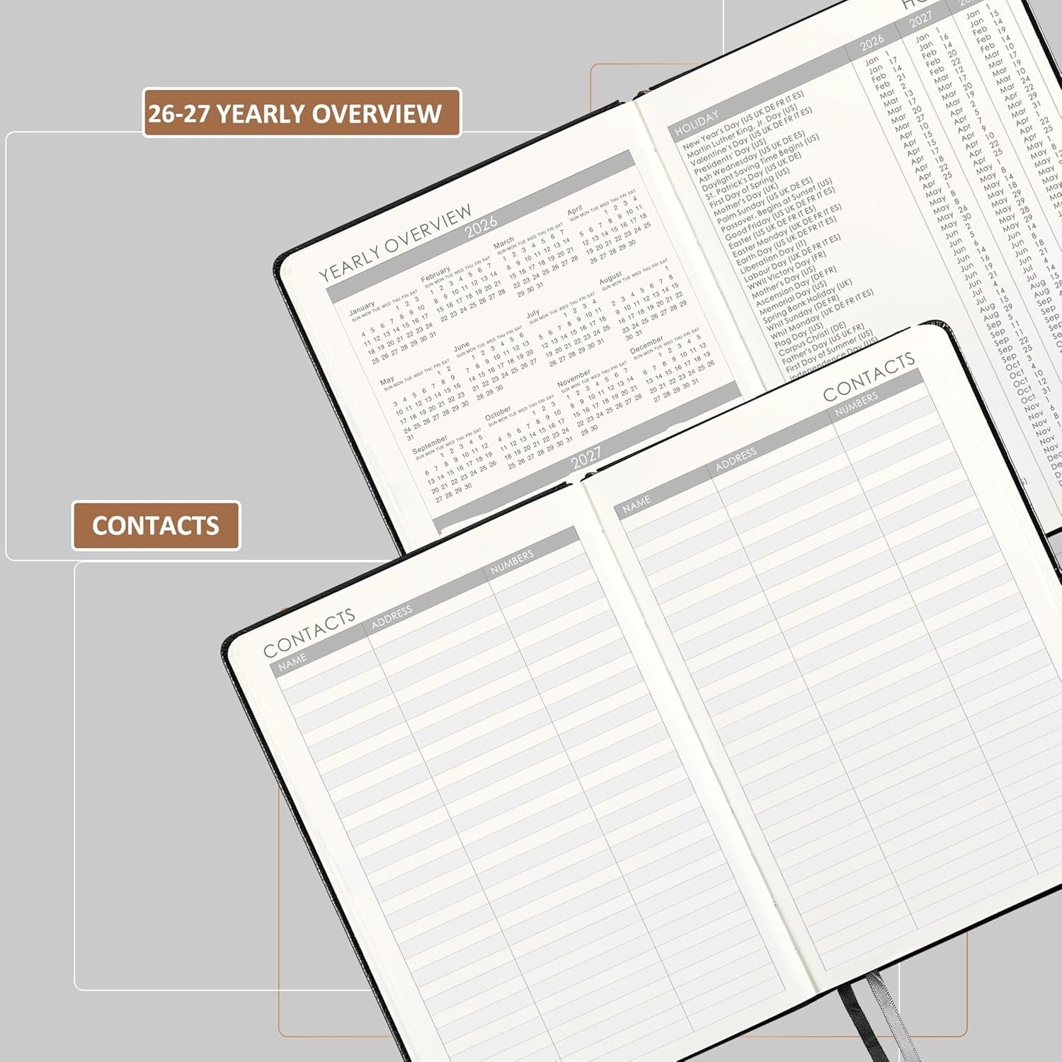 Compact 2026-2027 Planner with Inner Pocket & Pen Loop for Ultimate Organization
