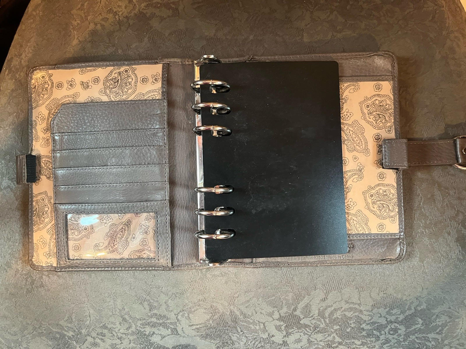 Franklin Covey Compact Brown/Grey Genuine Leather Binder Snap Closure